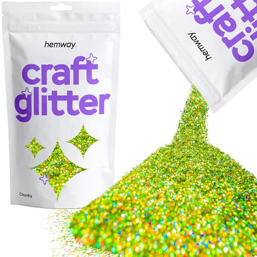 Hemway Craft Glitter 100g 3,5 Unzen Chunky 1/40" 0,025" 0.6MM (Lindgrün Holographic) von Hemway