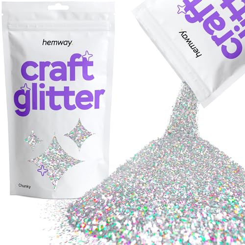 Hemway Craft Glitter 100g 3,5 Unzen Chunky 1/40" 0,025" 0.6MM (Silber Holographic) von Hemway