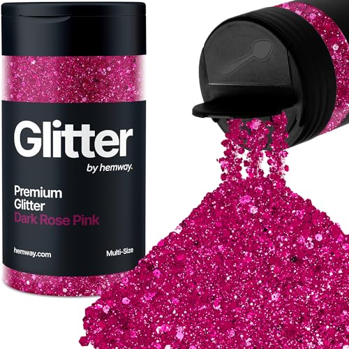 Hemway Dunkelrosa 5 Größe Glitzer Mischen 120g/4.2oz Fein Grob Metallisch Harz Handwerk Multi-Größe Glitzer Paillette Shaker für Epoxid, Haare Gesicht Körper Auge Nagel Kunst Festival Party von Hemway