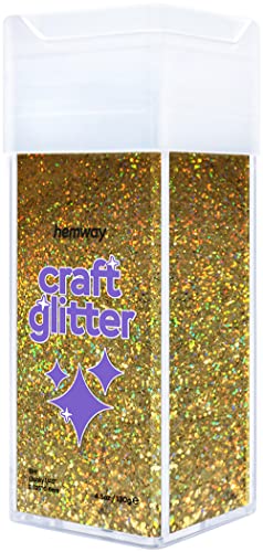 Hemway Craft Glitter Shaker 130g / 4.6oz Glitter for Arts, Crafts, Resin, Tumblers, Nails, Painting, Decoration, Festival, Cosmetic, Body - Chunky (1/40" 0.025" 0.6mm) - Gold Holographic von Hemway