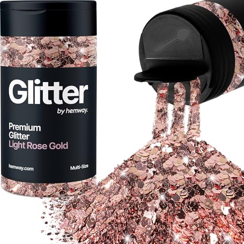 Hemway Helles Roségold 5 Größe Glitzer Mischen 120g/4.2oz Fein Grob Metallisch Harz Handwerk Multi-Größe Glitzer Paillette Shaker für Epoxid, Haare Gesicht Körper Auge Nagel Kunst Festival Party von Hemway