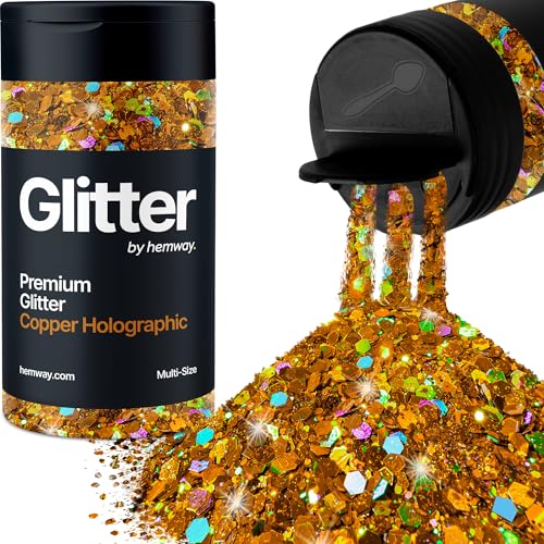 Glitzerstreuer verschiedene Größen Kupfer holografisches Gesicht Nagelkunst Becher Weihnachtsfest Zubehör Bastelharz Kosmetik 120 g von Hemway