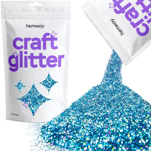 Glitzer zum Basteln holografisches Harz Ozeanblau für Trinkgläser Karten Weihnachtsschmuck Kerzen grob 100 g von Hemway