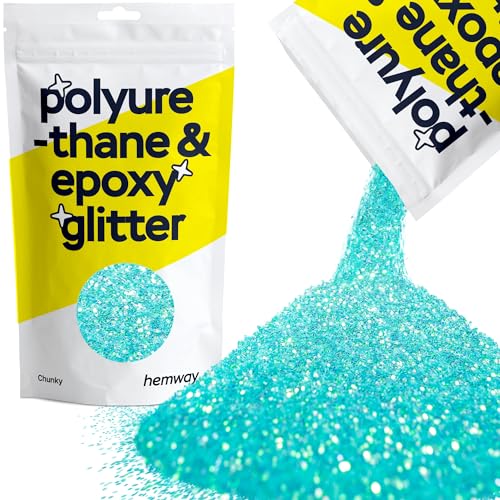 Hemway Polyeurethane & Epoxy Glitter - Chunky 1/40" 0,025” (0,6 mm) - für Kunsthandwerk, No Bleed, Dekoration, Tumblers, Kunstwerk, Boden, Handwerk - 100g - Fluorescent Blau von Hemway