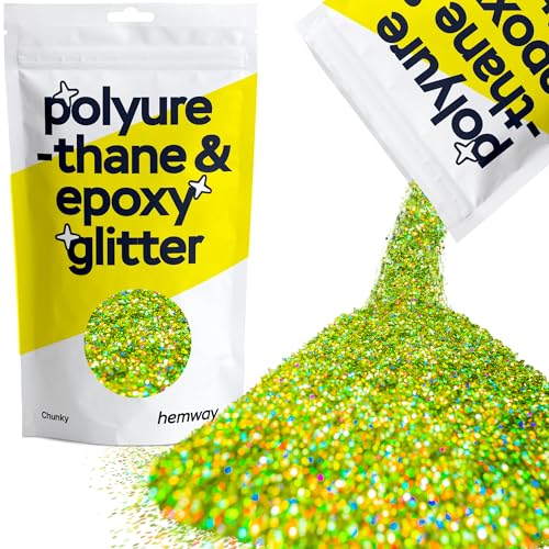 Hemway | Polyurethan und Epoxid-Glitter - CHUNKY - 1/40" 0,025" 0.6mm - Lindgrün Holographic / 100 g von Hemway