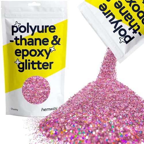 Hemway | Polyurethan und Epoxid-Glitter - CHUNKY - 1/40" 0,025" 0.6mm - Rose Pink Holographic / 100 g von Hemway