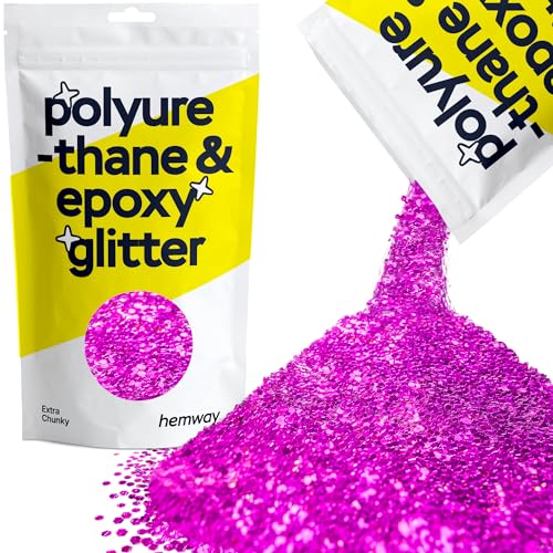 Glitzer für Harz Fuchsia Pink Metallic-Kristalle für Epoxidharz extra dicke Flocken Becher Wachsschmelze 100 g von Hemway