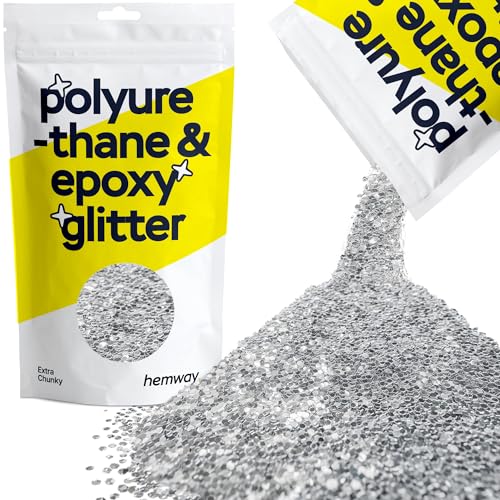 Glitzer für Harz Silber Metallic-Kristalle für Epoxidharz extra dicke Flocken Becher Wachsschmelze 100 g von Hemway