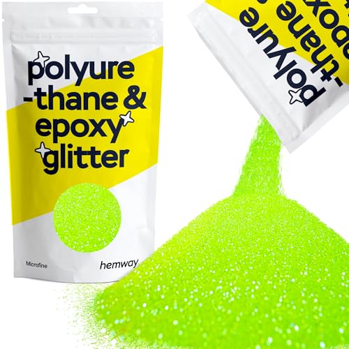 Hemway Polyurethan und Epoxid-Glitter - MICROFINE- - 1/256" 0,004" 0,1 mm (Fluorescent Grün) für Kunst und Gewerbe, No Bleed, Dekoration, Tumblers, Kunstwerk, Boden, Handwerk - 100g von Hemway