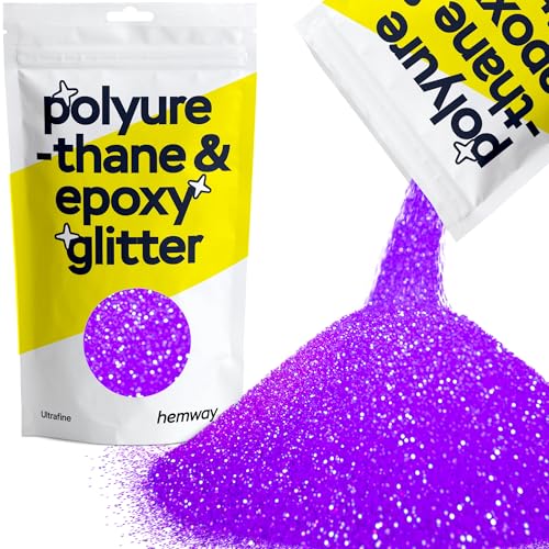 Hemway Polyurethan und Epoxid-Glitter - Ultrafein 1/128" 0,008” (0,2 mm) - für Kunst und Gewerbe, No Bleed, Dekoration, Tumblers, Kunstwerk, Boden, Handwerk - 100g - Fluorescent Lila von Hemway