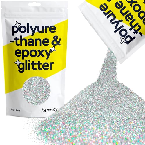 Glitzer für Harz silberfarbene holografische Metallic-Kristalle für Epoxidharz mikrofeine Flocken Trinkgläser Wachsschmelze 100 g von Hemway