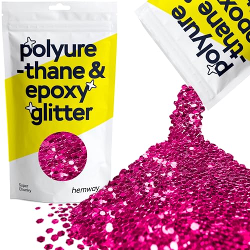 Hemway Polyurethan & Epoxidharz-Glitzer 100g / 3.5oz Metallischer Kristallflockenzusatz für Bodenbeläge, Schmuck, Becher, Glaspigment - Super Chunky (1/8" 0.125" 3mm) - Dunkles Rosenrosa von Hemway