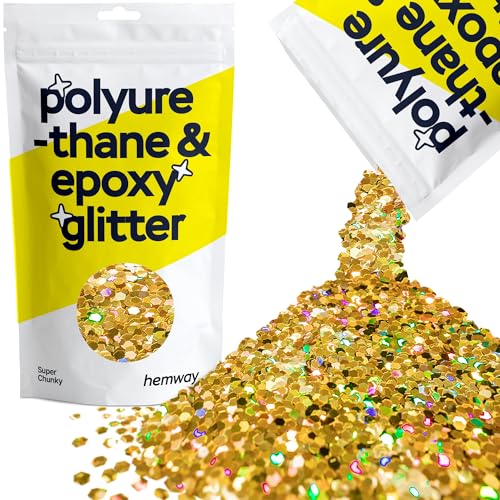 Glitzer für Harz Gold holografische Metallic-Kristalle für Epoxidharz superdicke Flocken Trinkgläser Wachsschmelze 100 g von Hemway