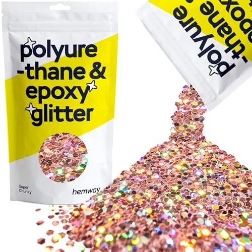 Glitzer für Harz Roségold holografische Metallic-Kristalle für Epoxidharz-Bastelarbeiten superdicke Flocken Trinkgläser Wachsschmelze 100 g von Hemway