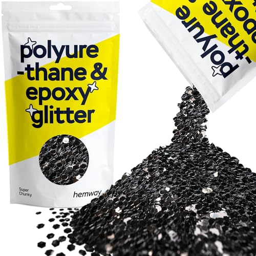 Glitzer für Harz schwarze Metallic-Kristalle für Epoxidharz superdicke Flocken Becher Wachsschmelze 100 g von Hemway