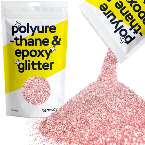 Hemway Polyurethane & Epoxy Resin Glitter 100g / 3.5oz Metallic Crystal Flake Additive for Flooring Jewelry Tumblers Glass Pigment - Chunky (1/40" 0.025" 0.6mm) - Light Rose Gold von Hemway