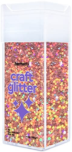 Hemway Craft Glitter Shaker 110g / 3.9oz Glitter for Arts, Crafts, Resin, Tumblers, Nails, Painting, Decoration, Festival, Cosmetic, Body - Super Chunky (1/8" 0.125" 3mm) - Rose Gold Holographic von Hemway