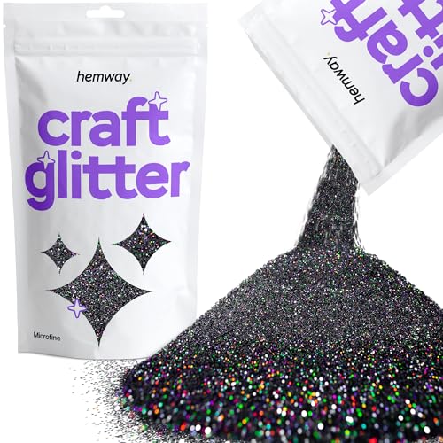 Hemway Holografischer Bastel-Glitzer, Schwarz, mikrofein, 0,1 mm, für Kunsthandwerk, Becher, Papier, Glas, Dekorationen, DIY-Projekte, 100 g von Hemway