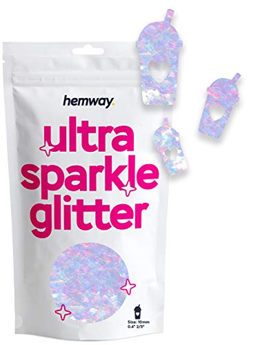 Hemway Ultra-Schein-Glitter - 2/5" 0.4" 10mm - Milkshake Shaped Glitter für Dekoration, Harz, Scrapbook, Kunst, Kunsthandwerk, Design, Nagel, Kosmetik - Perlmutt - 50g von Hemway