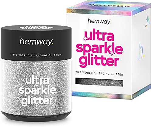 Hemway Ultra-Schein-Glitter Pot 22g Silber Feine 1/64" .015" 0,4mm Multi-Purpose Kosmetik Sicher Festival Körper Nails Haar Arts Crafts Epoxidharz Tumblers von Hemway