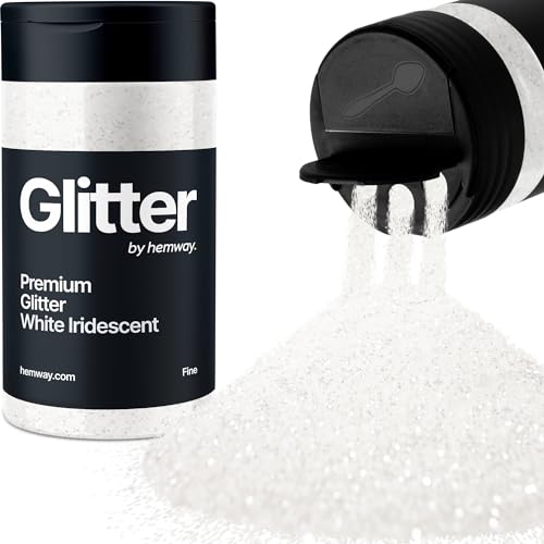 Hemway Weiß Irisierend Glitzer Fine 130g/4.6oz Pulver Metallisches Harz Handwerk Glitzer Flocke Pailletten für Epoxid Becher, Haare Gesicht Körper Auge Nagelkunst Fest von Hemway