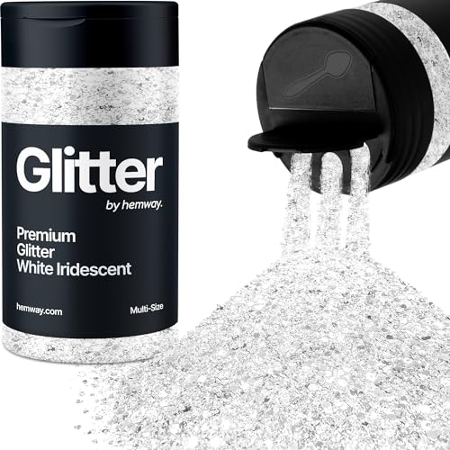 Hemway Weiß Schillernd 5 Größe Glitzer Mischen 120g/4.2oz Fein Grob Metallisch Harz Handwerk Multi-Größe Glitzer Paillette Shaker für Epoxid, Haare Gesicht Körper Auge Nagel Kunst Festival Party von Hemway