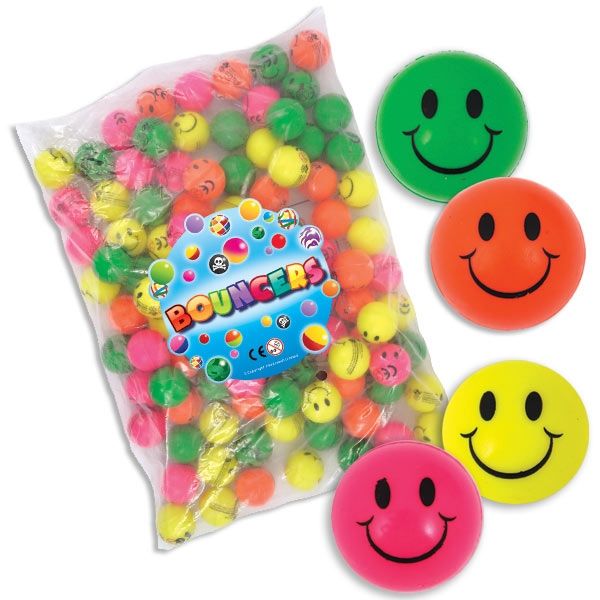 Großpackung Flummis, 100 Stk, 3,3cm, NEON Smile von Henbrandt Ltd