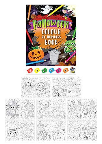 HENBRANDT 12 x Mini Halloween Malen nach Zahlen Kinder A6 Aktivitätsbuch Halloween Trick or Treat Gruselig Ausmalspaß Party Favor Loot Bag Filler Lucky Dip für Jungen und Mädchen Malbücher von Henbrandt