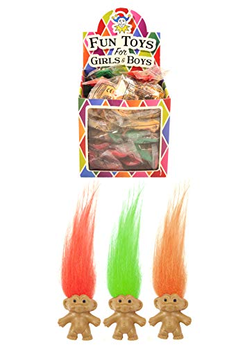 HENBRANDT 6 x Mini Retro Troll-Puppe mit Haaren 3,5 cm Lucky Trolls Vintage Style Party Favor Beutetütenfüller Taschengeld Spielzeug für Jungen und Mädchen von Henbrandt