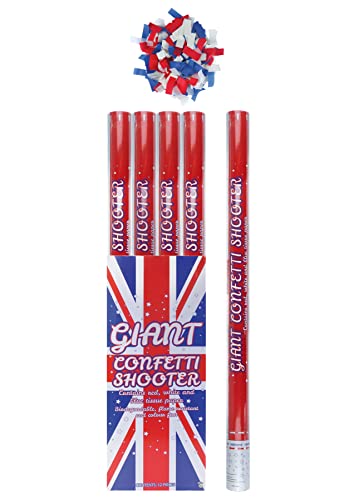 HENBRANDT Konfetti-Kanone mit Union Jack, blau, weiß und rot, biologisch abbaubares Papier, 80 cm, Konfetti-Shooter für Feiern, Queens Jubilee, BBQ, Großbritannien, Konfetti-Dekoration, 1 Stück von Henbrandt