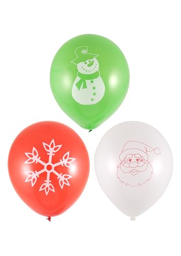 Henbrandt 5 x Weihnachtsballons, 12 Stück, rot, weiß und grün, Latex-Party-Luftballons, 23 cm, in 3 verschiedenen Designs für Zuhause, Schule und Büro, Weihnachtsfeiern, von Henbrandt