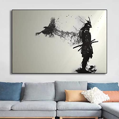 HengYun ART Wandkunstwerk Malerei für Home Decoration Japan Samurai Minimalismus Leinwand Drucke Bilder Modulares Kunstwerk Poster 80x120cm rahmenlos von HengYun ART