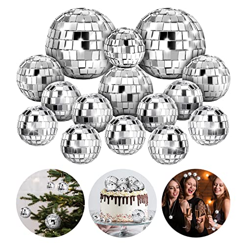 27 Stück Discokugel Kuchenaufsatz, 70er Jahre Disco Kuchen Dekorationen Silber Disco Ball Cupcake Topper für Geburtstag Weihnachten Party Supplies von Hengmerry