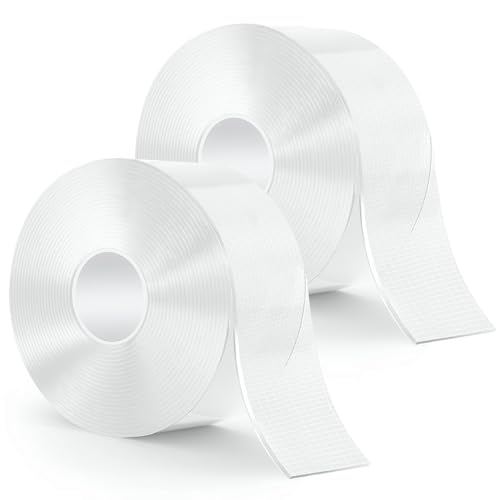 2 Rollen Doppelseitiges Klebeband, Nano Tape Extra Stark Kleben Statt Bohren,Doppelseitige Klebebänder Wiederverwendbar Transparent Nanoband für Teppich, Foto Wand, Küche, Auto oder Outdoor(3cm x 5 m) von Hengrongshen