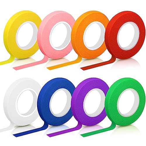 Hengxinc 8 Farbe Kreppband Malerband, 10MM*20M Farbiges Klebeband, Bunt Deko Klebeband, DIY Masking Tape Verarbeitung, Buntes Klebeband Für Handwerk Kunstunterricht Maler Kinder Wandmalereien von Hengxinc