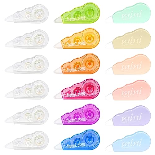 Hengxinchen 18 Stück Korrekturroller Mini 4 m x 5 mm Korrekturmaus Mini Korrekturstift Farbe Correction Tape Mini Korrekturband für Studenten Büro Schule Lehrer von Hengxinchen