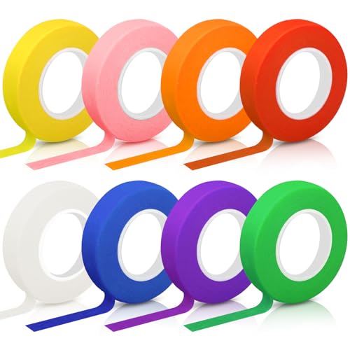 Hengxinchen 8 Farbe Kreppband Malerband, 15MM*20M Farbiges Klebeband, Bunt Deko Klebeband, DIY Masking Tape Verarbeitung, Buntes Klebeband Für Handwerk Kunstunterricht Maler Kinder Wandmalereien von Hengxinchen