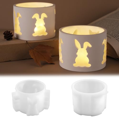 Silikonformen Gießformen Oster Hase, Silikonform Kerzenhalter,3D Kaninchen Gießform Ostern,Kerzenhalter Giessformen, Silikon Gießform Ostern für Handwerk von Henjunu