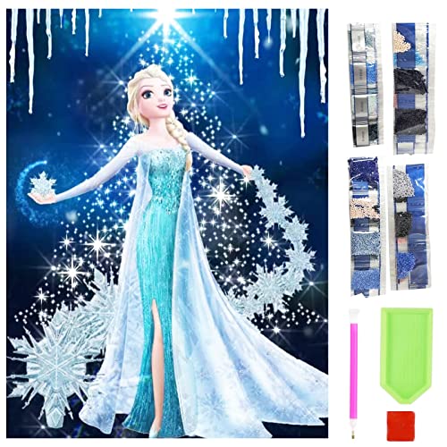 Henkodo 5D Eiskönigin Diamond,Diamond Painting Set,Eiskönigin Malen nach Zahlen Diamant,Diamant Painting Bilder für Kinder mit DIY Werkzeugen,Arts Craft für Home Wand-Decor Kinderzimmer Wanddekoration von Henkodo