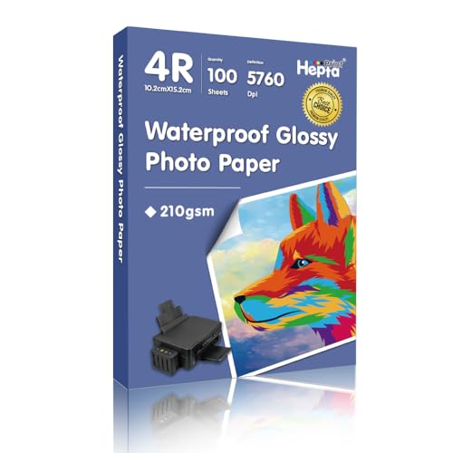 Hepta Print 100 Blatt Glänzendes Inkjet Fotopapier 10x15 cm 210g/m², mit Premium Hochglanz Advanced Kunstharz beschichtet Glänzend Fotokarten für Canon Epson HP Tintenstrahldrucker (100Blatt) von Hepta Print