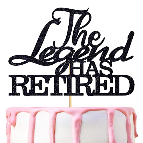 Black Glitter The Legend has Retired Cake Topper – Goodbye Tension Hello Pension – Happy Retirement Party Dekoration Supplies von Hequoyer