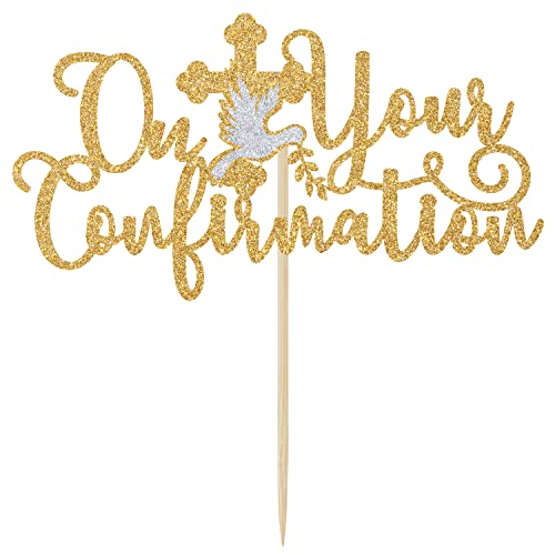 Gold Glitter On Your Confirmation Cake Topper, It's My Baptism/Gold Bless This Child, Taufe / Babyparty / Gender Reveal Party Dekorationen von Hequoyer