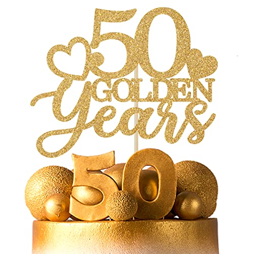 Tortenaufsatz, goldfarben, glitzernd, 50 Jahre, 50 Jahre geliebt und gesegnet, Cheers to 50 Years, Happy 50th Birthday/Anniversary Party Dekorationen von Hequoyer