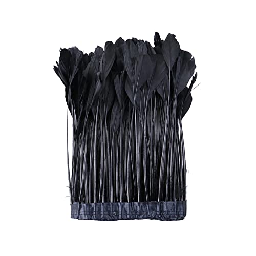 2 Yards Gänsefeder Fringe Trim, Feder Fransen mit Satinband Fransenborte Fransenband zum Nähen DIY Deko Federn basteln DIY Cape Schal Rock Halloween Kleid Weihnachten Kostüme Dekoration,Schwarz von Herbests