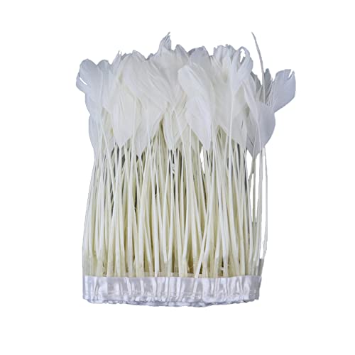 2 Yards Gänsefeder Fringe Trim, Feder Fransen mit Satinband Fransenborte Fransenband zum Nähen DIY Deko Federn basteln DIY Cape Schal Rock Halloween Kleid Weihnachten Kostüme Dekoration,Weiss von Herbests