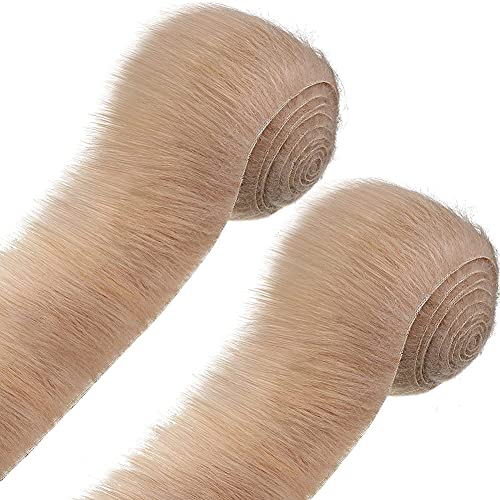 2PCS Kunstfell Band Kunstpelz Fellstoff, Plüsch Pelzstoff Dekoband Weihnachtsmüntze Band Plüsch Trim Stoffrolle Kunstfell-Borte zum Selbernähen für Kostüme, Basteln, Kapuzen, Mäntel,Khaki von Herbests