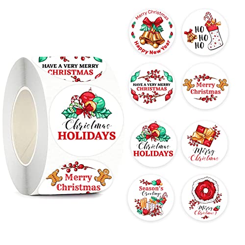 500 Stück Weihnachtsaufkleber Rund Etiketten Merry Christmas Sticker Frohe Weihnachten Selbstklebend Geschenkaufkleber Weihnachten Aufkleber Für Weihnachten Umschlag Geschenktüten Papiertüten von Herbests