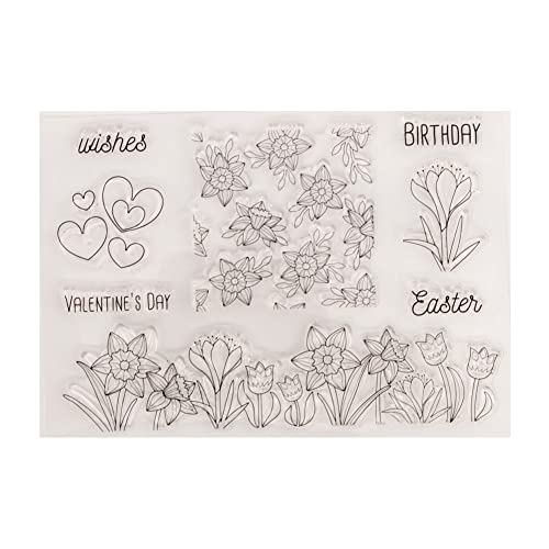 Blumen Blätter Clear Stamps, Schöne Blumen Silikonstempel Transparente Siegel Silikonsiegel Klare Stempel für Kartenherstellung Dekoration und DIY Sammelalbum Werkzeuge Fotoalbum Dekor von Herbests