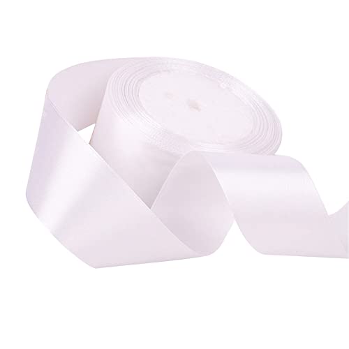 Herbests Satinband Weiss 38mm Breit,22 Meter Breit Schleifenband Dekoband Geschenkband Bänder zum Basteln für Geschenkverpackungen Blumensträuße,Nähprojekte,Schleifenherstellung,Partydekoration von Herbests