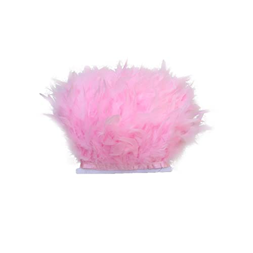 Türkei Federn Fringe Trim,2M Natürlichen Flauschigen Feder Fransen mit Satinband zum Nähen DIY Deko Federn basteln Plüsch Feder für Mode Kleid Nähen Handwerk Weihnachten Kostüme Dekoration,Rosa von Herbests